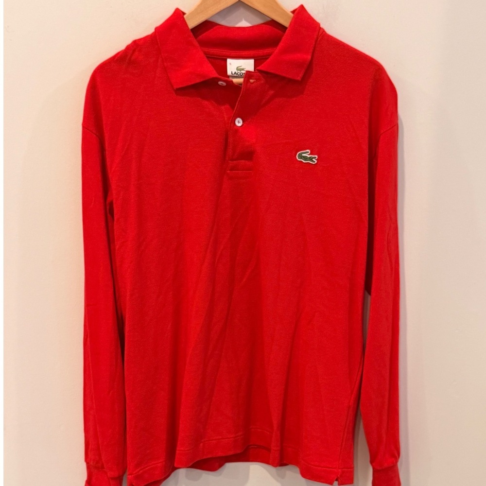 Lacoste Mens Long Sleeve Polo Shirt Red Cotton Pique Size 5 L 5191L